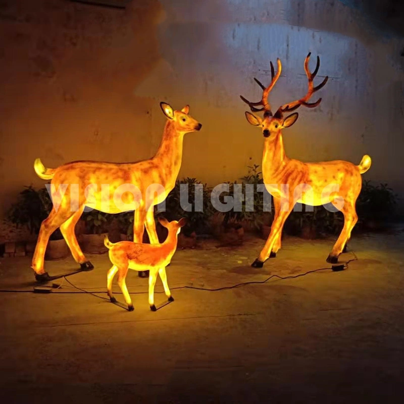 Resin Garden Decor Life Size Fiberglass Reindeer Animal Sculpture for Zoo Decoration