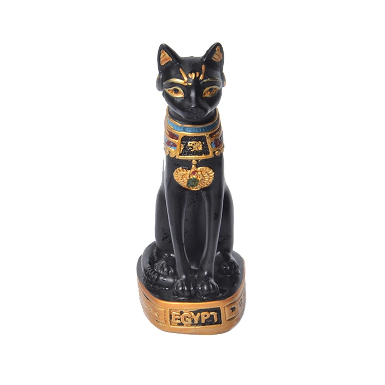 Home Office Ornaments Resin Kitten Stretching Black Cat Animal Statue Polyresin Sculpture