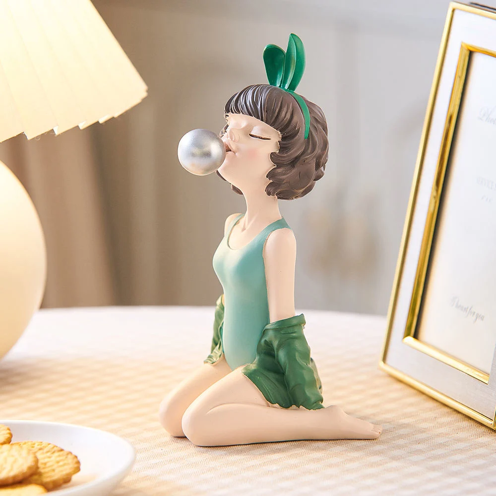 Modern Bubble Girl Character Art Statue Home Desktop Decoration Sculpture Accessories