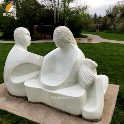야외 정원 천연 석재 흰색 추상 대리석 커플 동상