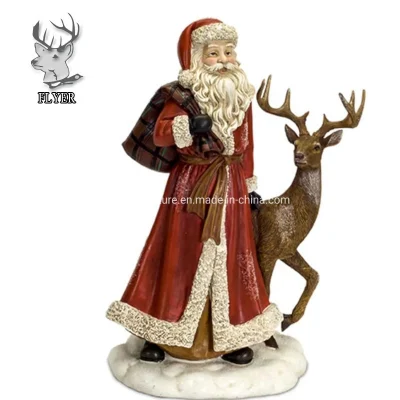 도매 대형 유리 섬유 크리스마스 산타 클로스 수지 실내 야외 장식 동상 조각 판매