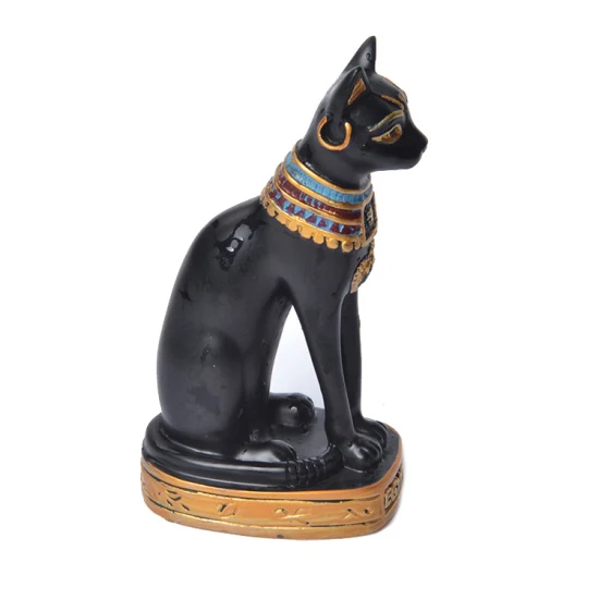 홈 오피스 장식품 검은 고양이 동물 동상 폴리 수지 조각품을 기지개하는 수지 새끼 고양이